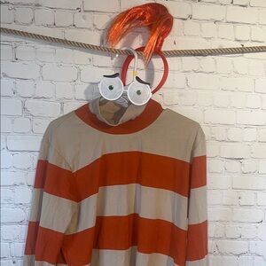 1X Unisex Disney Anxiety Orange and Tan Striped Costume Top.  Inside Out 2